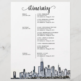 Lámina Itinerario de bienvenida a fin de semana del Boda 