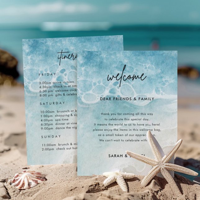 Lámina Itinerario de bienvenida de boda de playa (Subido por el creador)