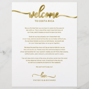 Lámina Itinerario de Bienvenida de Fin de Semana de Boda 