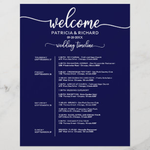 Lámina Itinerario de Boda de 4 Días Chic Cronología Azul