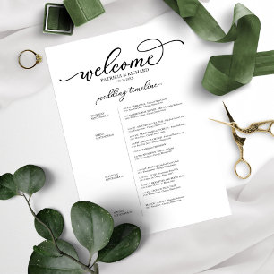 Lámina Itinerario de boda de 4 días Chic guión negro