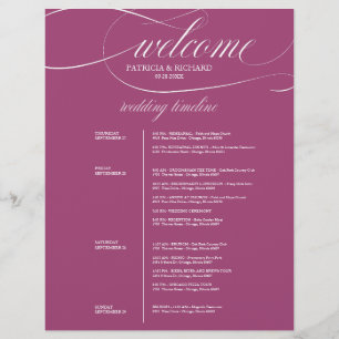 Lámina Itinerario de boda de 4 días Chic Purple Cassis