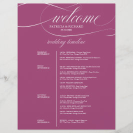 Lámina Itinerario de boda de 4 días Chic Purple Cassis