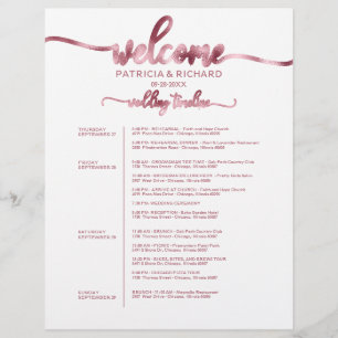 Lámina Itinerario de fin de semana de boda de 4 días Chic