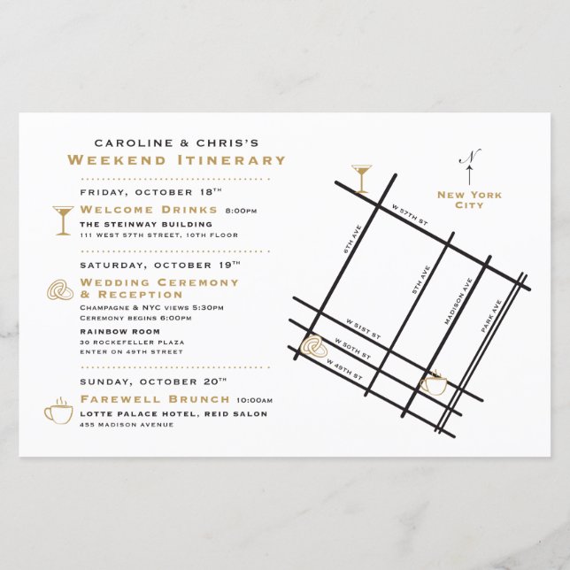 Lámina Itinerario del mapa de bienvenida de fin de semana (Reverso)