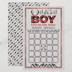 Lámina It's a Boy! Bingo Bebé Rústico Plaid Lumberjack