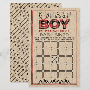 Lámina It's a Boy! Bingo Bebé Rústico Plaid Lumberjack
