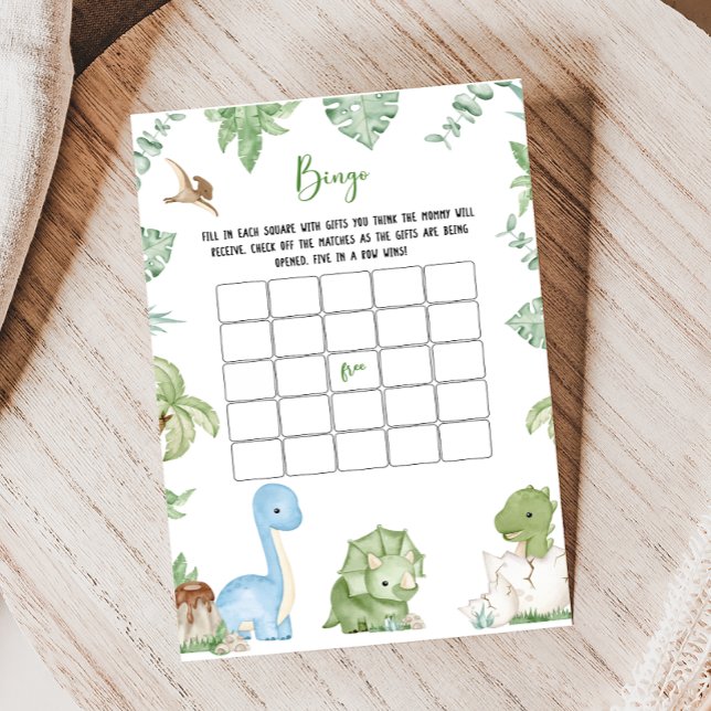 Lámina It's A Boy Dinosaur Baby Shower Bingo Game (It's A Boy Dinosaur Baby Shower Game)