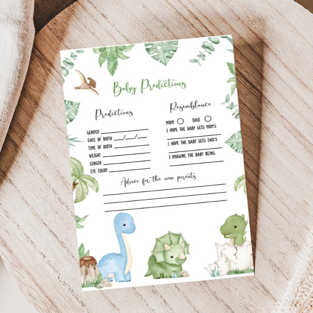 Lámina Its A Boy Dinosaur Baby Shower Predictions Game (It's A Boy Dinosaur Baby Shower Game)
