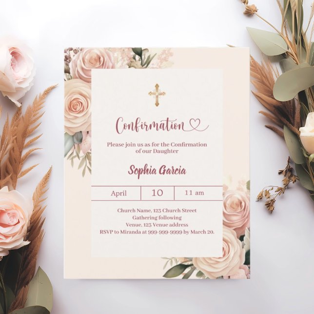 Lámina Ivory dusty rose florals Confirmation information (Subido por el creador)