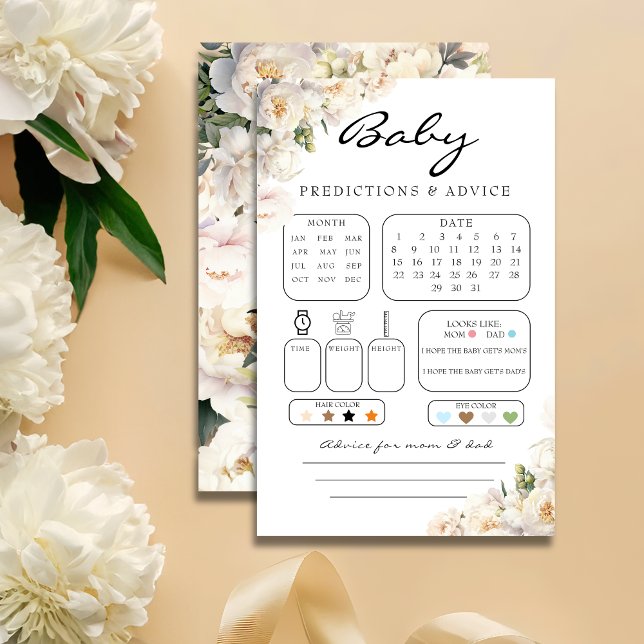 Lámina Ivory Peony Neutral Baby Predictions Card (Subido por el creador)