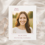 Lámina Ivory rose gold photo birthday invitation<br><div class="desc">A soft ivory colored background,  rose gold text.  Personalize and add your photo and the details. 

1 sheet = 1 invitation printed edge to edge.</div>
