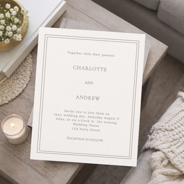 Lámina Ivory taupe simple luxury wedding invitation (Subido por el creador)