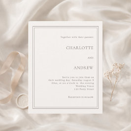 Lámina Ivory taupe simple luxury wedding invitation