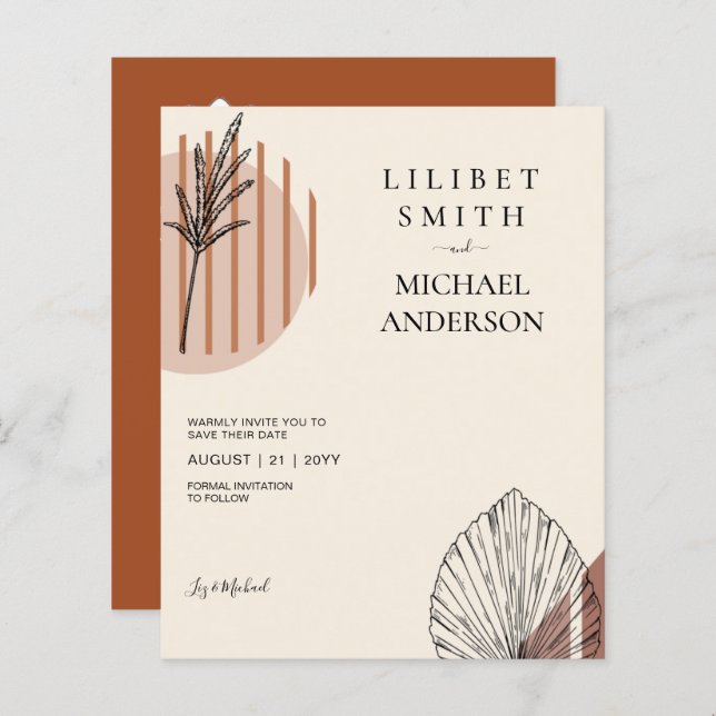 Lámina Japandi Resumen Boda Geométrico Escandinavo (Anverso / Reverso)