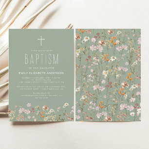 Lámina Jardín De Bautismo De Flor Silvestre Verde Masaje