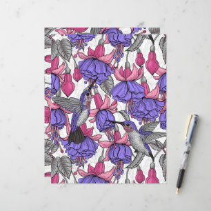 Lámina Jardín de colibrís en melrosa y rosa