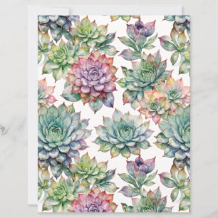 Lámina Jardín de Suculentas en Acuarela Elegante Papel