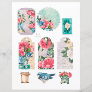 Lámina Jardín floral primaveral Romantic Scrapbook elemen