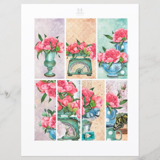 Lámina Jardín floral primaveral Romantic Scrapbook elemen (Anverso)