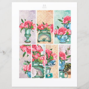 Lámina Jardín floral primaveral Romantic Scrapbook elemen