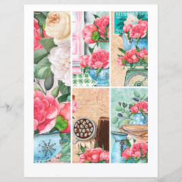 Lámina Jardín floral primaveral Romantic Scrapbook elemen