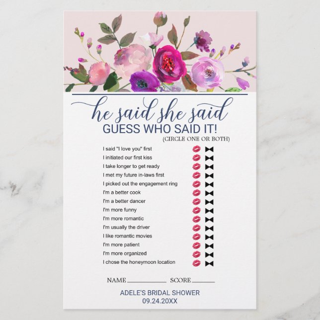 Lámina Jardín Romántico Dijo Que Dijo Juego (Anverso)