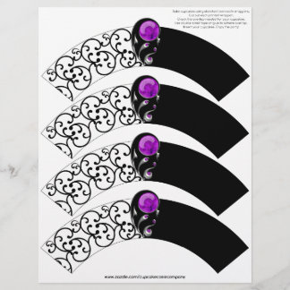 Lámina Jewel Damask Cupcake Cosie - Purple