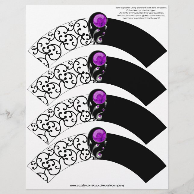 Lámina Jewel Damask Cupcake Cosie - Purple (Anverso)