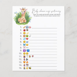 Lámina Jirafa - Juego de imágenes con emojis para baby sh