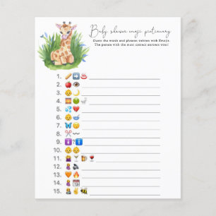 Lámina Jirafa - Juego de imágenes con emojis para baby sh
