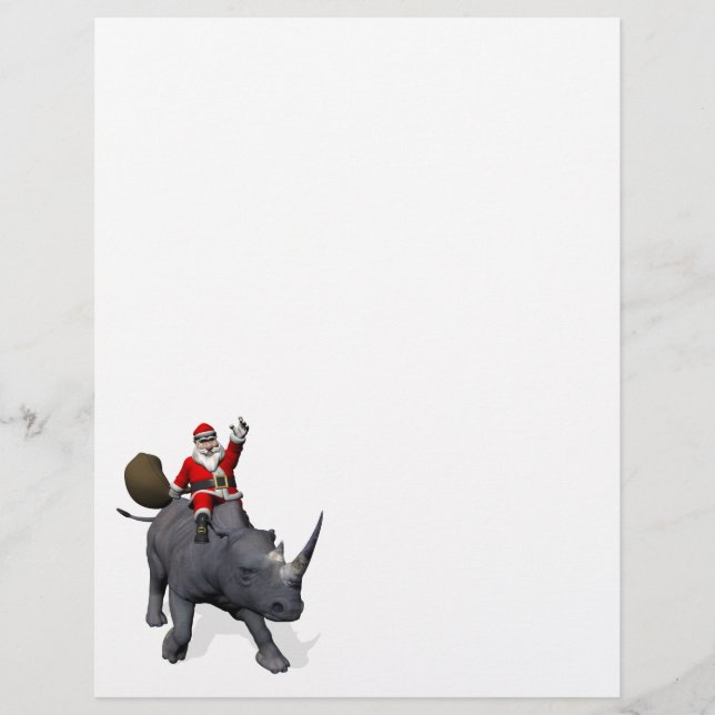 Lámina Jolly Santa Riding A Rhino (Anverso)