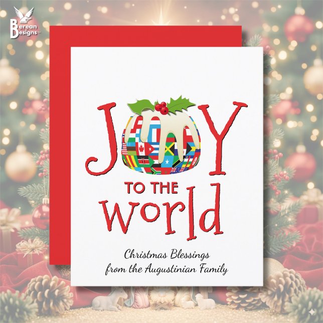 Lámina JOY TO THE WORLD Budget Navidades Card (Stylish JOY TO THE WORLD Christian Christmas card w/ customizable text for family friends coworkers)
