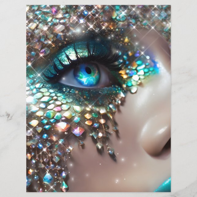 Lámina Joyas faciales de maquillaje de sirena (Anverso)