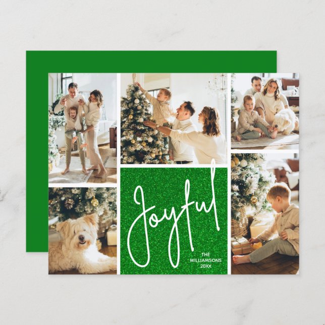 Lámina JOYFUE Multi Photo Budget Green Holiday Cards (Anverso / Reverso)