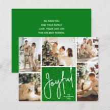 JOYFUE Multi Photo Budget Green Holiday Cards