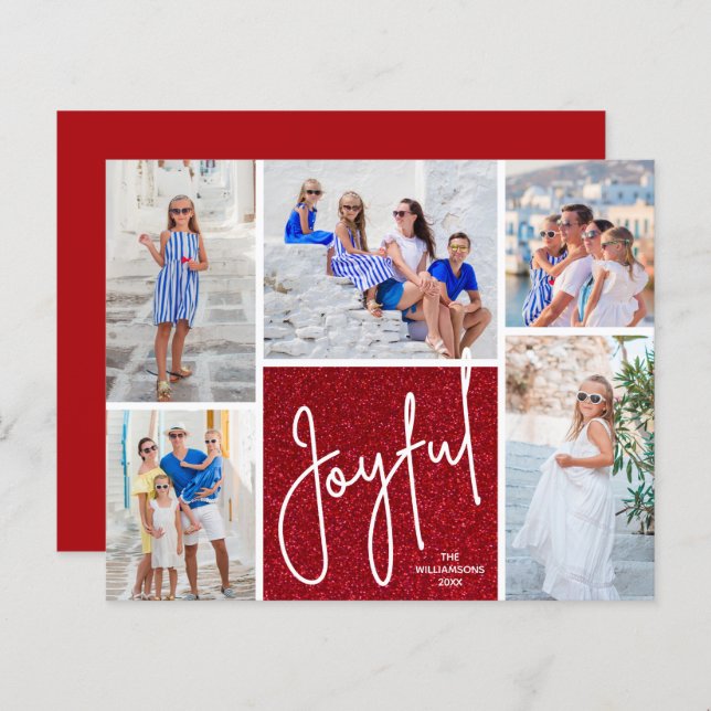 Lámina JOYFUE Multi Photo Budget Red Holiday Cards (Anverso / Reverso)