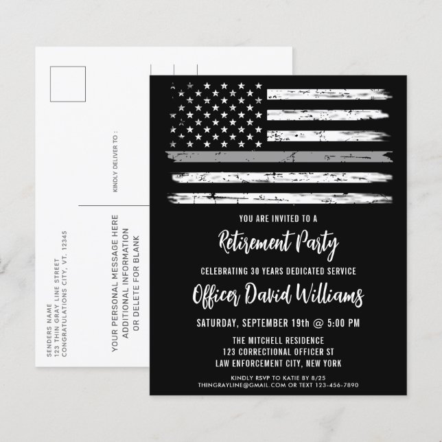 Lámina Jubilación de funcionario correccional gris negro  (Anverso / Reverso)