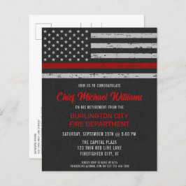 Lámina Jubilación del bombero de la línea roja delgada de
