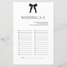 Lámina Juego A-Z del Boda de Bow negro | Ducha nupcial mo