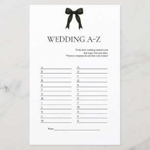 Lámina Juego A-Z del Boda de Bow negro Ducha nupcial mo