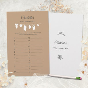Lámina Juego ABC de Baby Shower Minimalista de Arena Boho