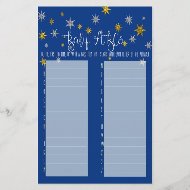 Lámina Juego ABC del bebé de una estrella pequeña (Anverso)