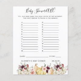 Lámina Juego ABC | Juego de Baby Shower de calabaza flora