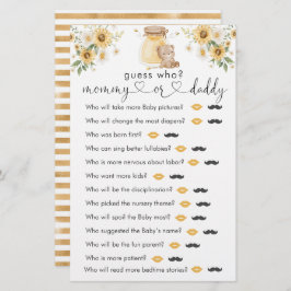 Lámina Juego "Adivina quién" de Honey Bear Baby Shower
