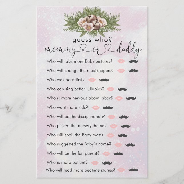 Lámina Juego "Adivina quién" de invierno de Navidades ros (Anverso)