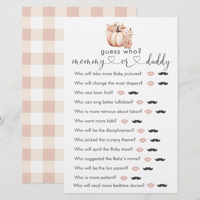 Lámina Juego "Adivina quién" de la Calabaza Boho Fall (Anverso / Reverso)