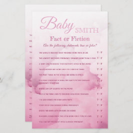 Lámina Juego Baby Girl Shower Prueba de datos o Trivia de