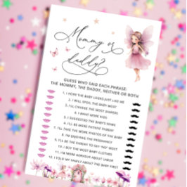 Lámina Juego Baby Shower Magic Fairy Garden Mommy or Dadd