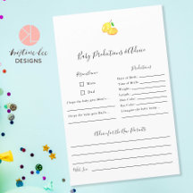 Juego Baby Shower Predictions & Advance Lemon